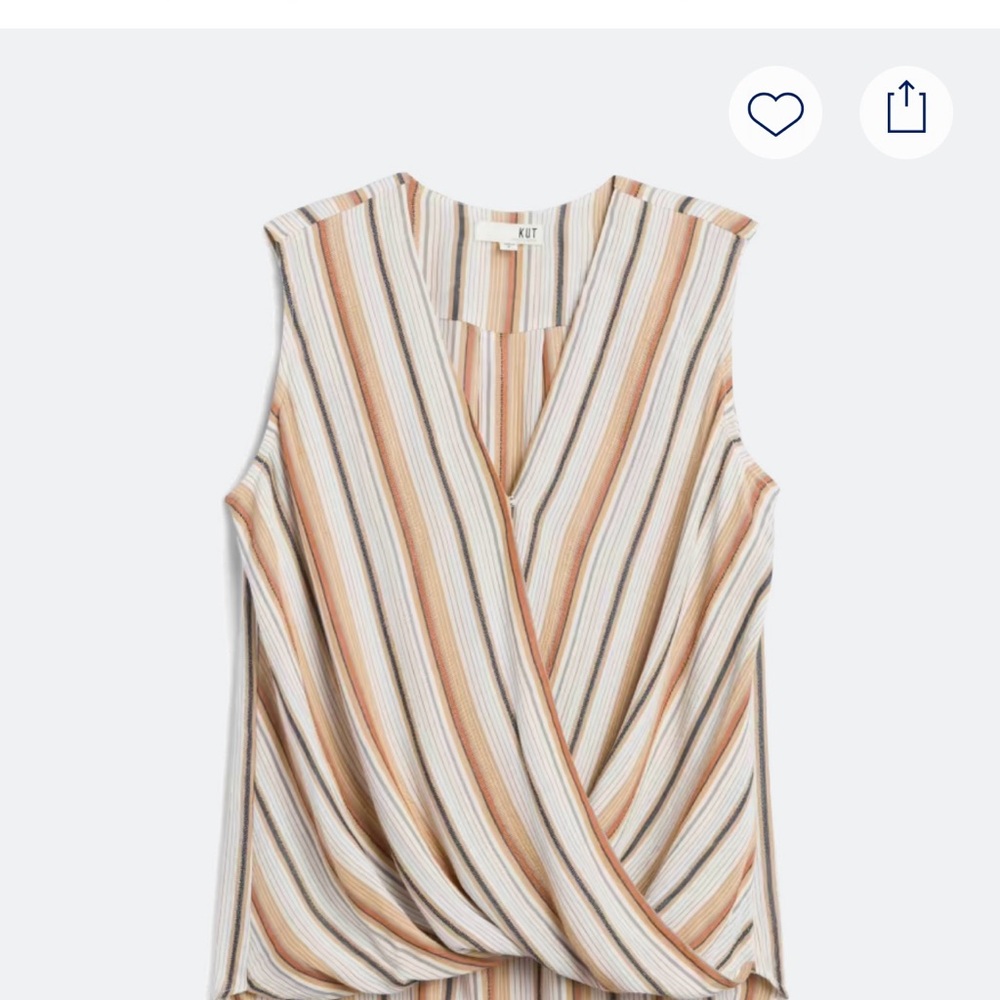Kut from the Kloth Women's Sleeveless Striped Blouse - Cream and Tan